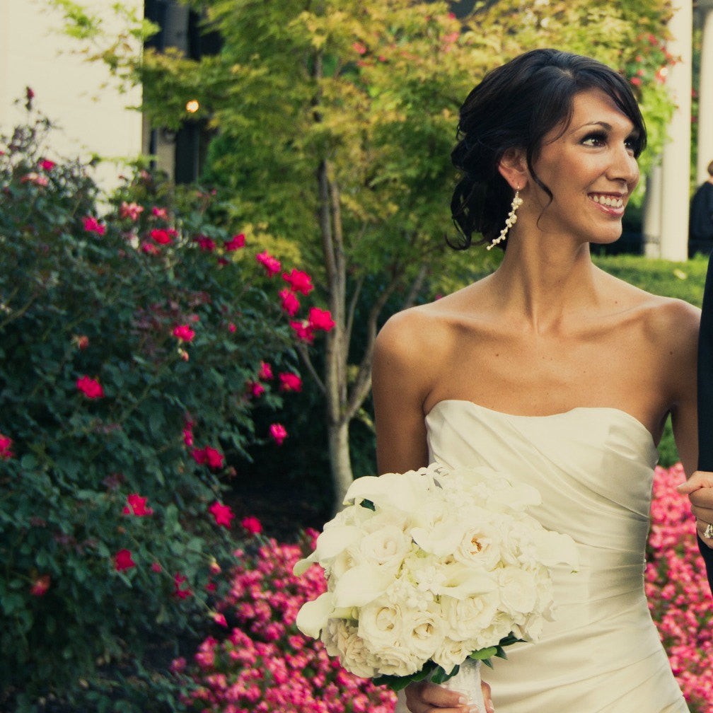 Descending Pearl Cluster Earrings - Sarah Walsh Bridal Jewellery - 5